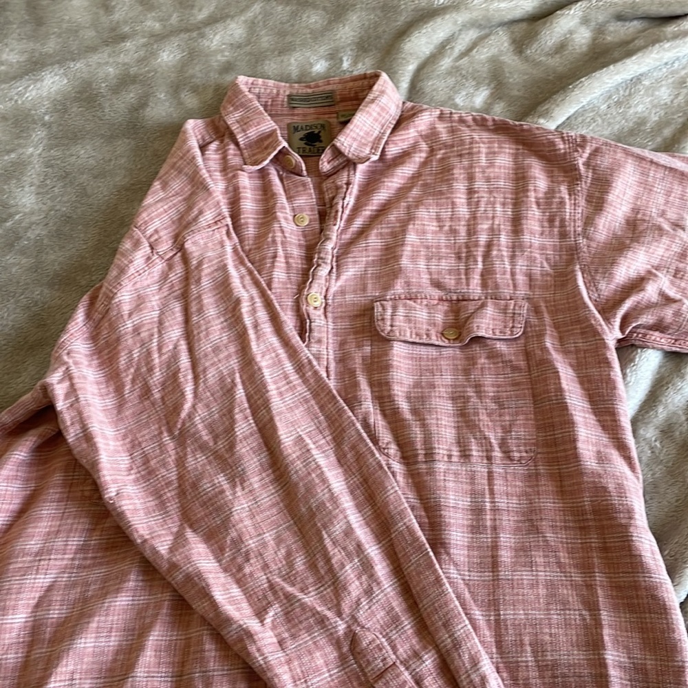 pink button up long sleeve shirt 100% cotton